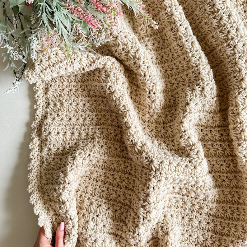 Chunky Star Stitch Crochet Blanket Pattern PDF | Beginner-Friendly Throw Blanket | Instant Digital Download