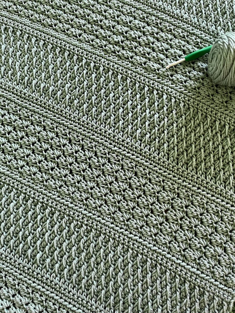 Crochet Blanket Pattern PDF | Textured Throw Blanket | Alpine Stitch & Sedge Stitch Afghan | Instant Download