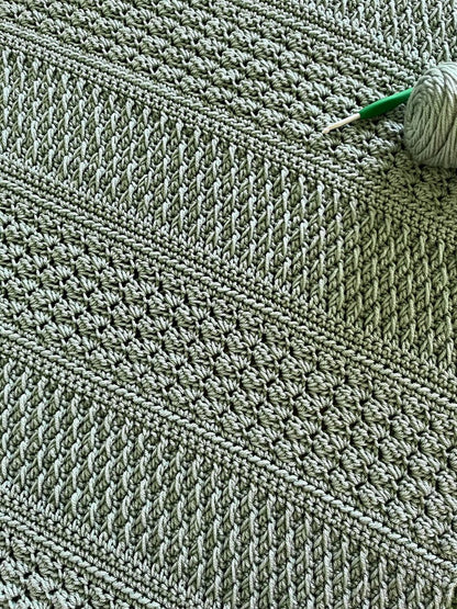 Crochet Blanket Pattern PDF | Textured Throw Blanket | Alpine Stitch & Sedge Stitch Afghan | Instant Download