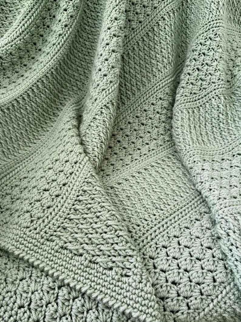 Crochet Blanket Pattern PDF | Textured Throw Blanket | Alpine Stitch & Sedge Stitch Afghan | Instant Download