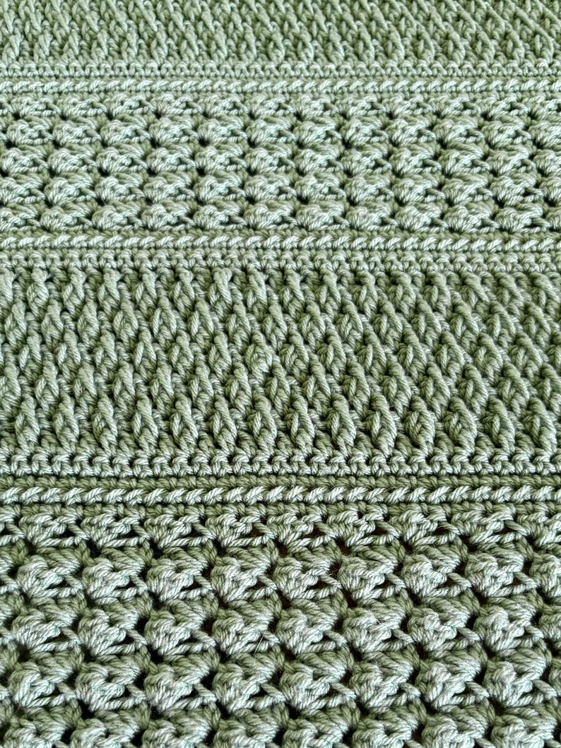 Crochet Blanket Pattern PDF | Textured Throw Blanket | Alpine Stitch & Sedge Stitch Afghan | Instant Download
