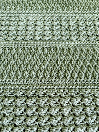 Crochet Blanket Pattern PDF | Textured Throw Blanket | Alpine Stitch & Sedge Stitch Afghan | Instant Download