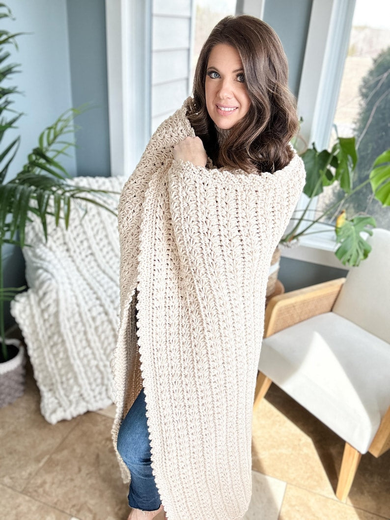 Chunky Star Stitch Crochet Blanket Pattern PDF | Beginner-Friendly Throw Blanket | Instant Digital Download